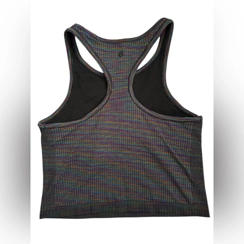 Lululemon Ebb to Street Racerback Multicolour Crop Tank Top in Rainbow Multi